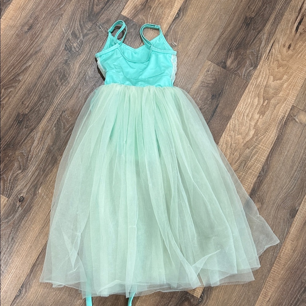 La Petite Ballerina costume size SC beautiful turquoise & green sequined w/bow - Picture 9 of 12
